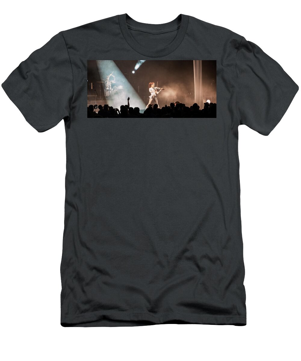 Lindsey Stirling T-Shirt featuring the photograph Rocking the Violin by Paul Mangold