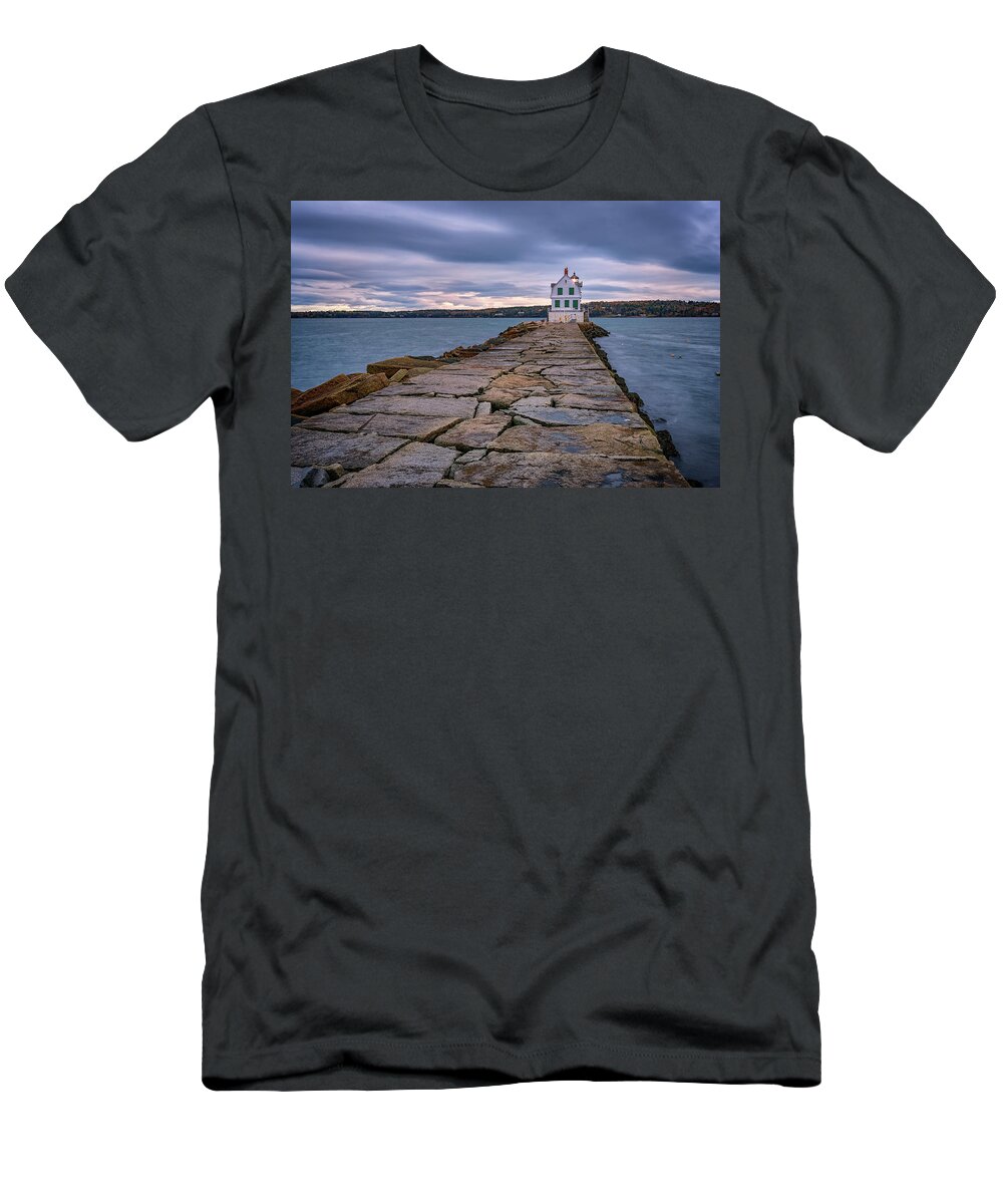 Rockland T-Shirt featuring the photograph Rockland Harbor Breakwater Light by Rick Berk
