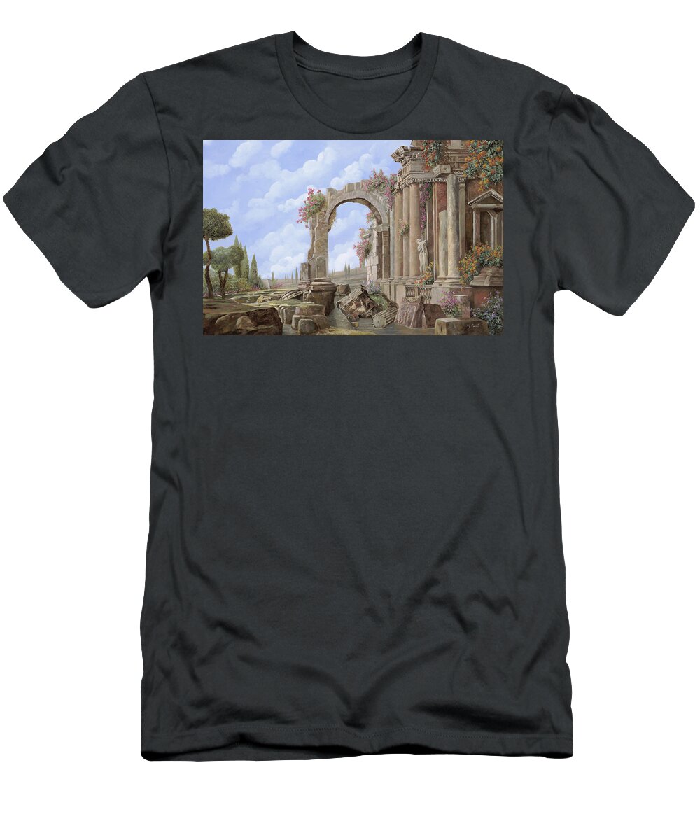 Arch T-Shirt featuring the painting Roman ruins by Guido Borelli