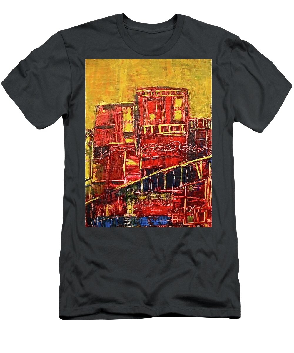Cities T-Shirt featuring the painting Rooms with a View by Janice Nabors Raiteri