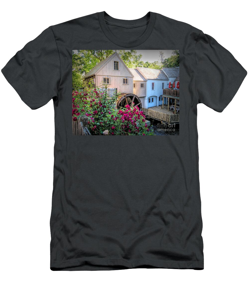 Roses T-Shirt featuring the photograph Roses at the Plimoth Grist Mill by Janice Drew