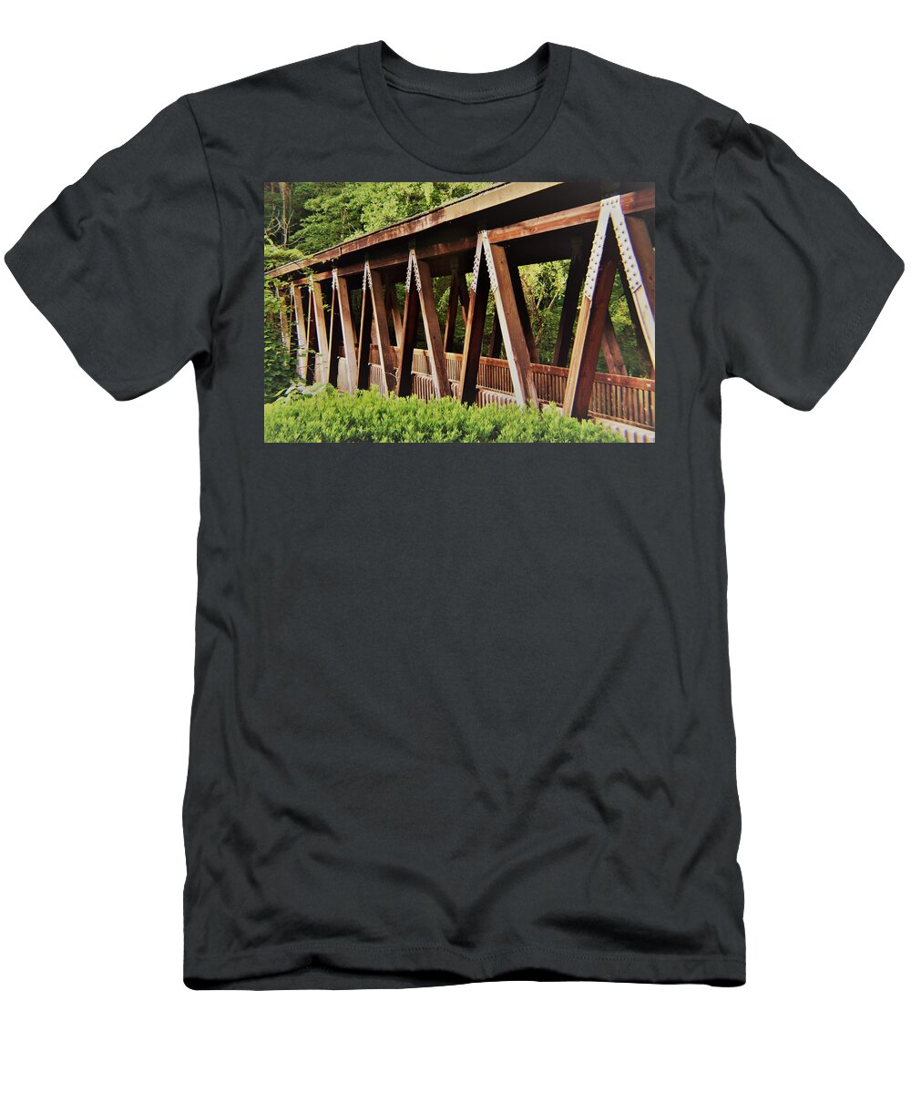 Covered Bridge T-Shirt featuring the photograph Roswell Mill Covered Bridge by Mary Ann Artz