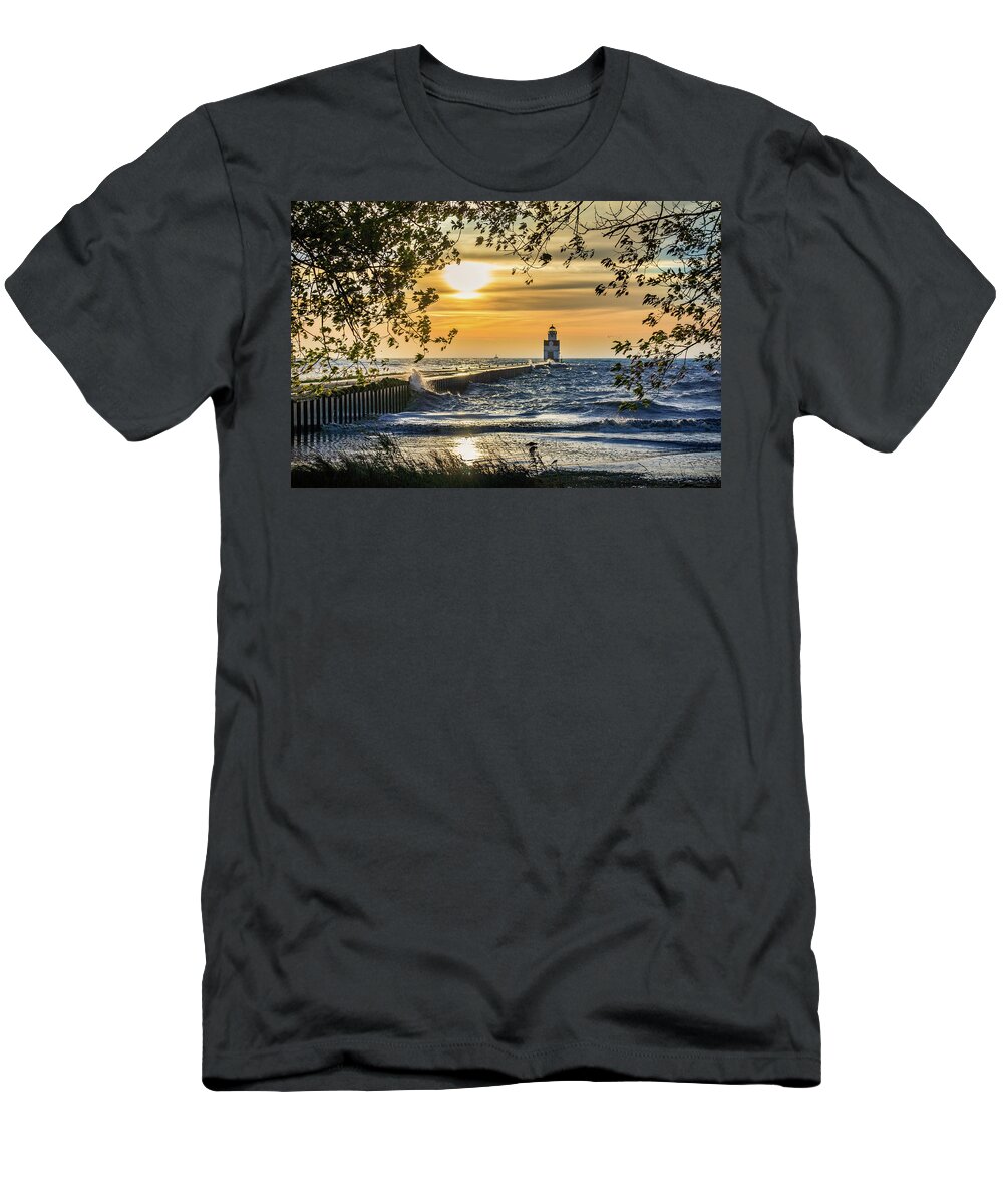 Lighthouse T-Shirt featuring the photograph Rough Opening by Bill Pevlor