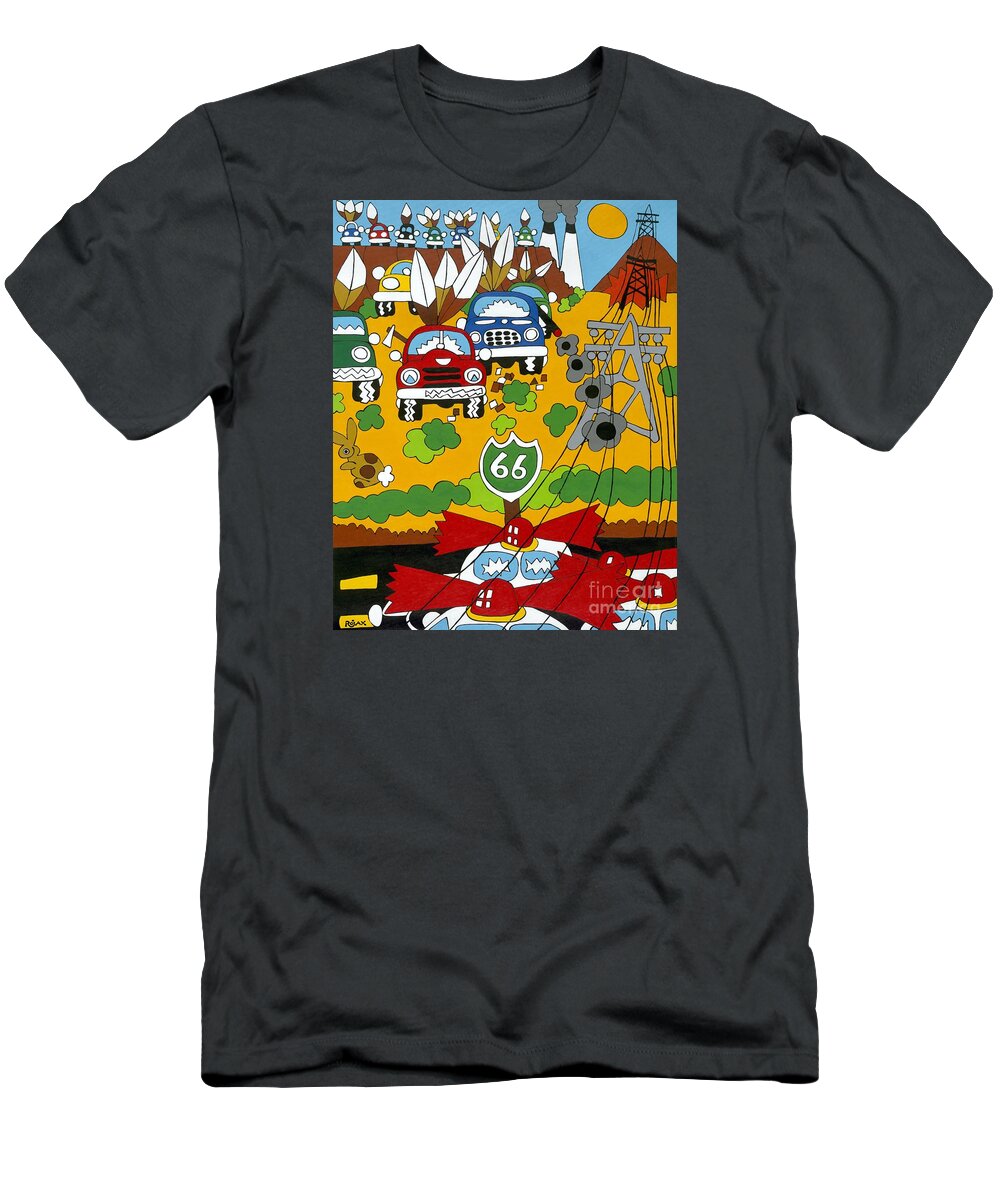 Desert T-Shirt featuring the painting Route 66 by Rojax Art