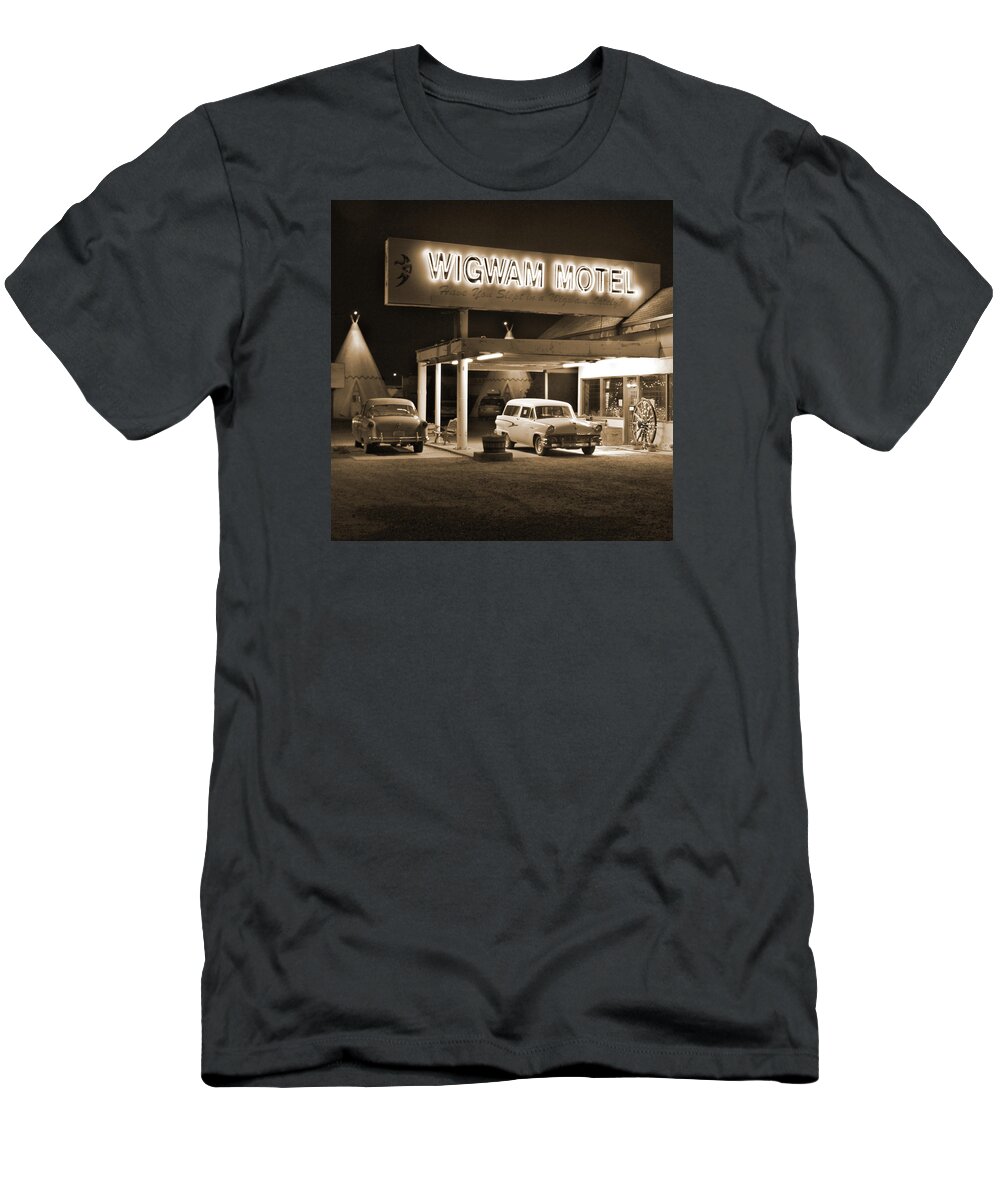 Tee Pee T-Shirt featuring the photograph Route 66 - Wigwam Motel by Mike McGlothlen