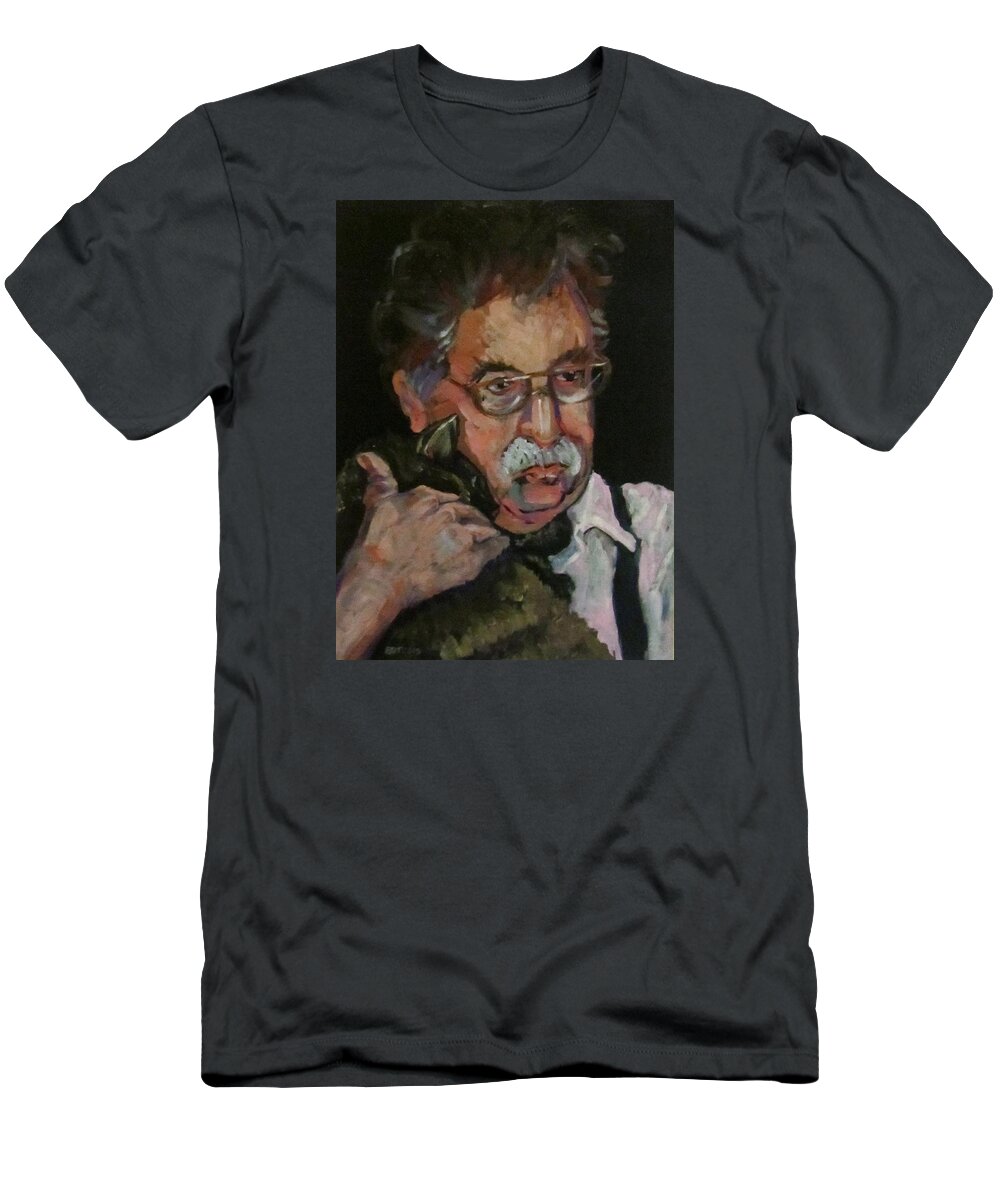 Man T-Shirt featuring the painting Mr Mustache and his cat by Barbara O'Toole