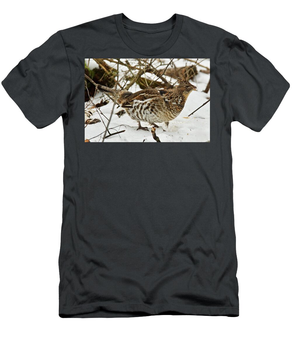 Grouse T-Shirt featuring the photograph Ruffed Grouse 2974 by Michael Peychich
