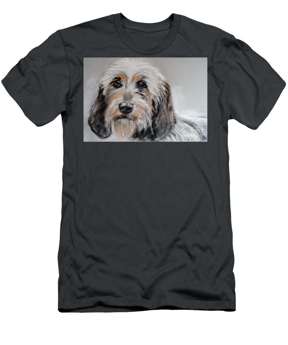 Dog T-Shirt featuring the pastel Rufus by Angela Cartner