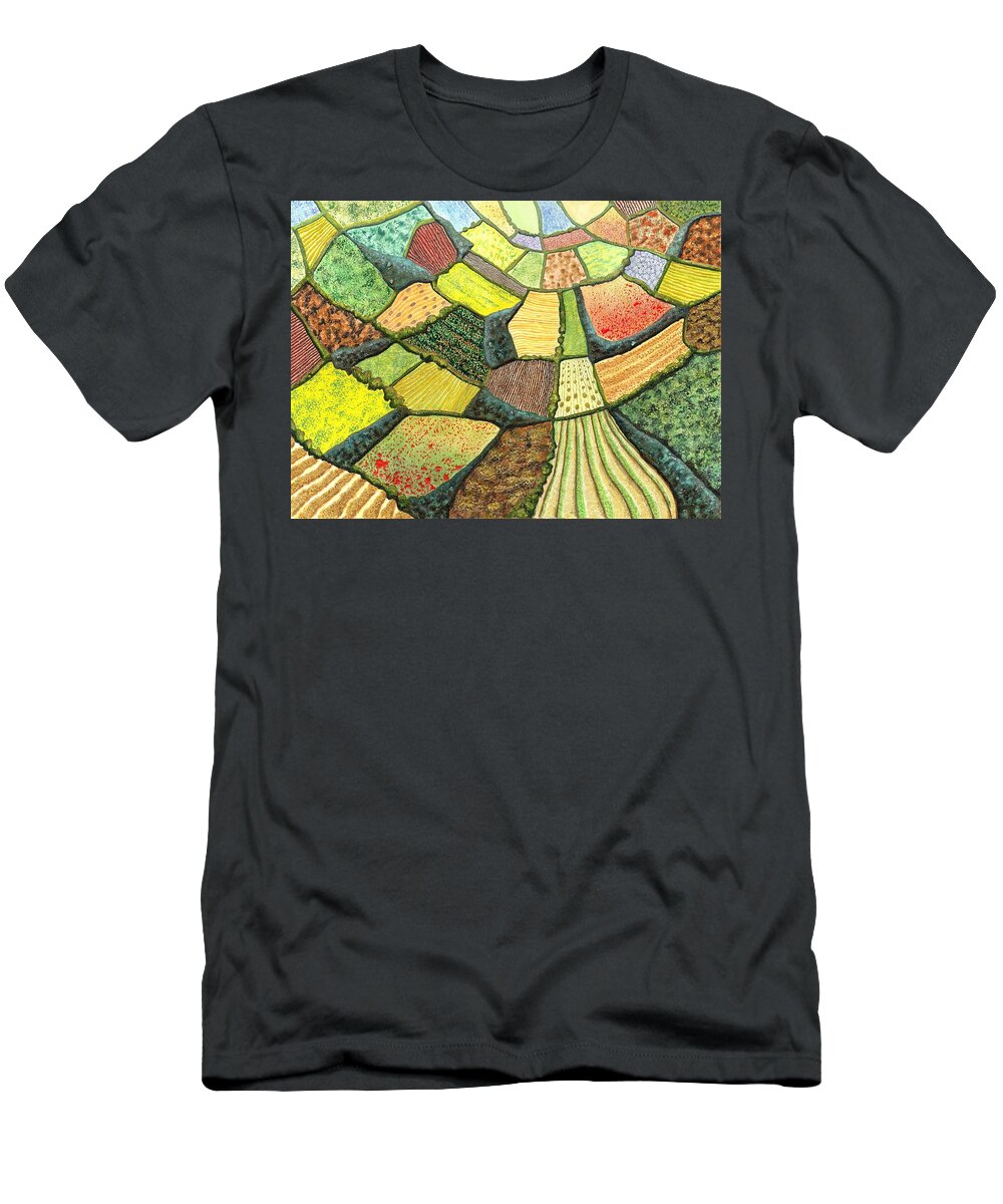Patchwork T-Shirt featuring the painting Rural Rhythms by Lynne Henderson