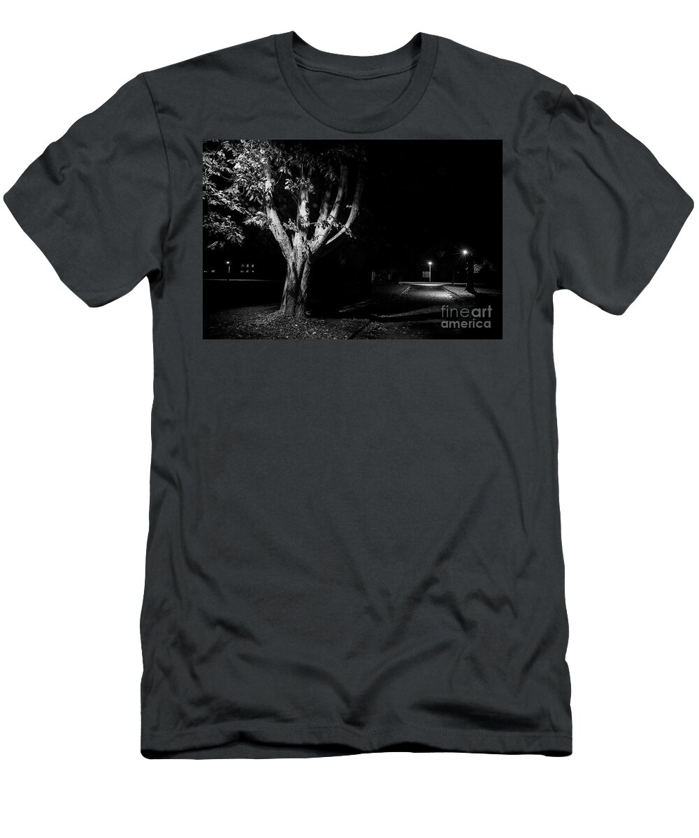 Rural T-Shirt featuring the photograph Rural street life at night by Simon Bratt