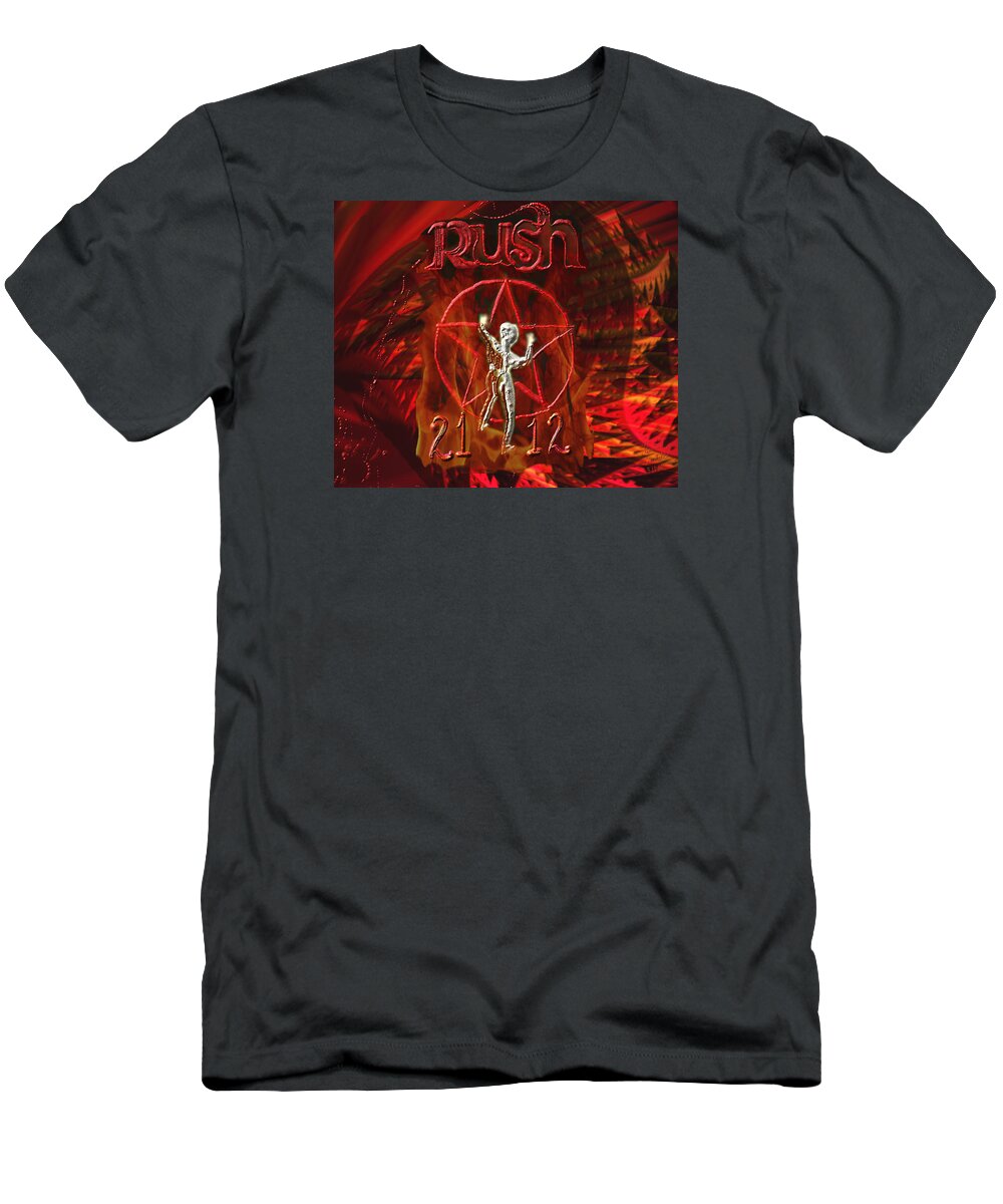 Rush T-Shirt featuring the mixed media Rush 2112 by Kevin Caudill