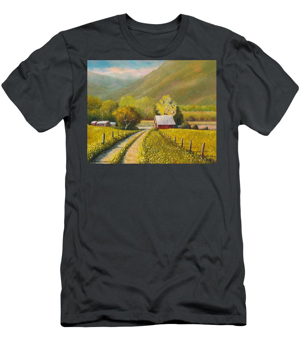 Rustic T-Shirt featuring the painting Rustic Road by Douglas Castleman