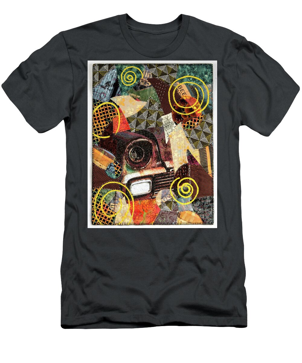 Art Quilt T-Shirt featuring the tapestry - textile Rusty Musty Fusty by Martha Ressler