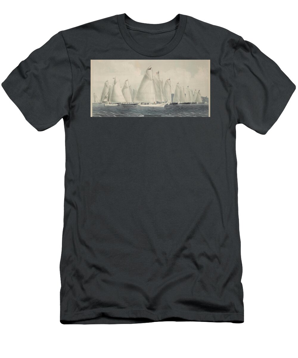 Sail Away By Currier & Ives T-Shirt featuring the painting sail away by Currier by MotionAge Designs