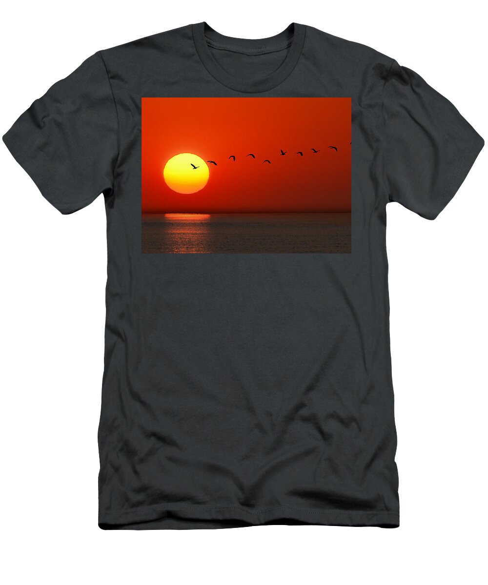 Sailboat T-Shirt featuring the photograph Sailboat at Sunset by Joe Bonita