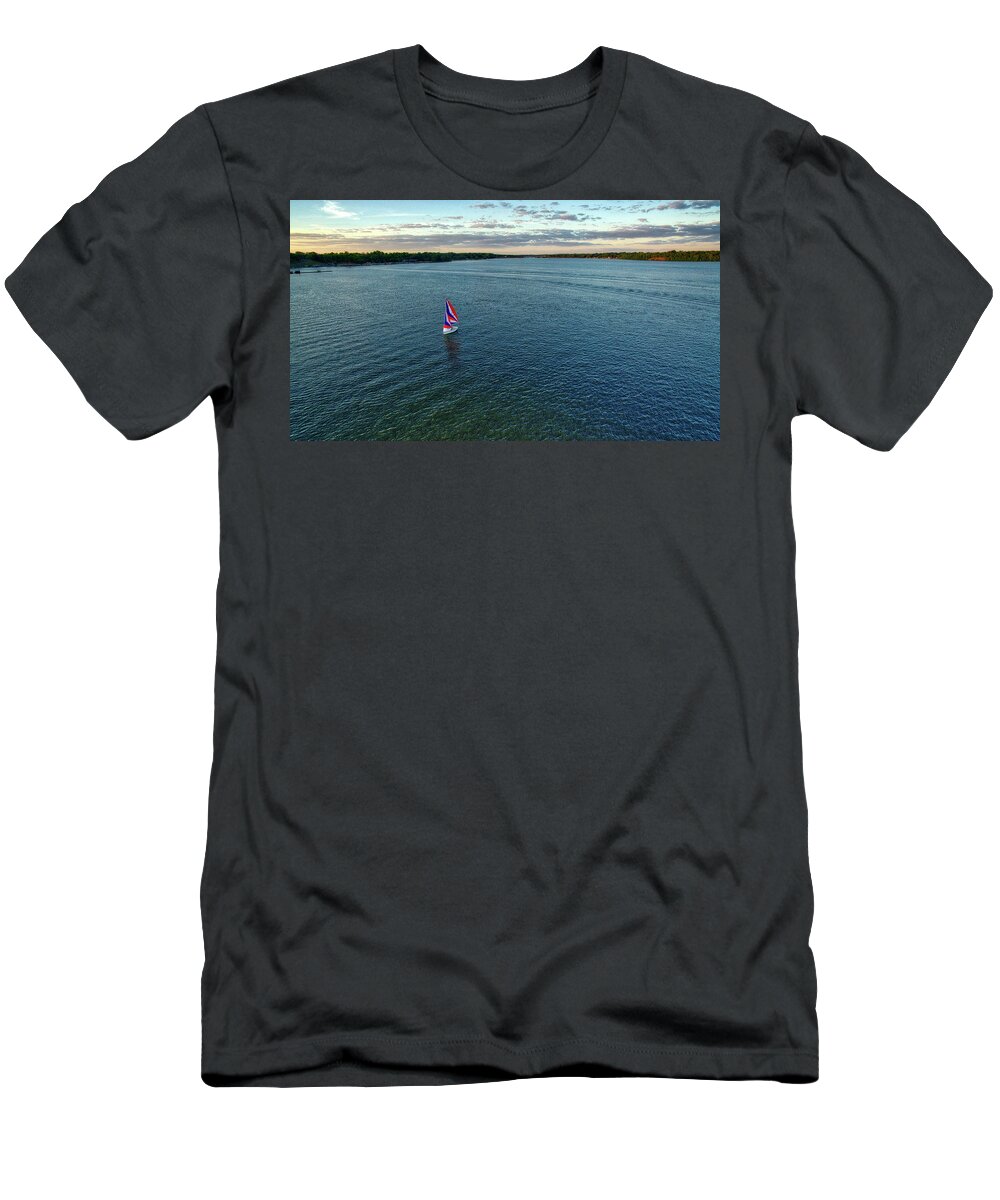 Decatur T-Shirt featuring the photograph Sailboat on Lake Decatur by George Strohl