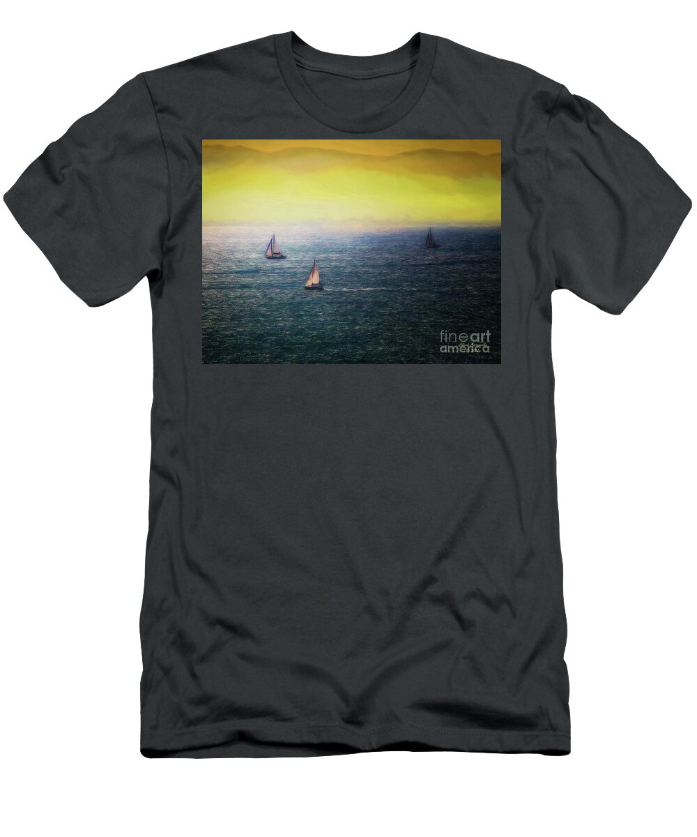 Ocean T-Shirt featuring the photograph Sailboats ... by Chuck Caramella