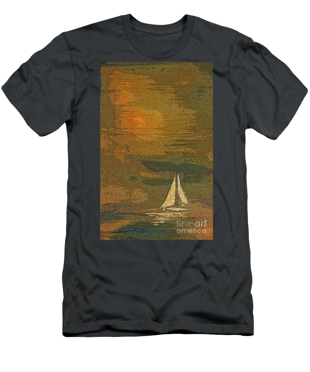 Paintings T-Shirt featuring the painting Sailing the Julianna by Julie Lueders 