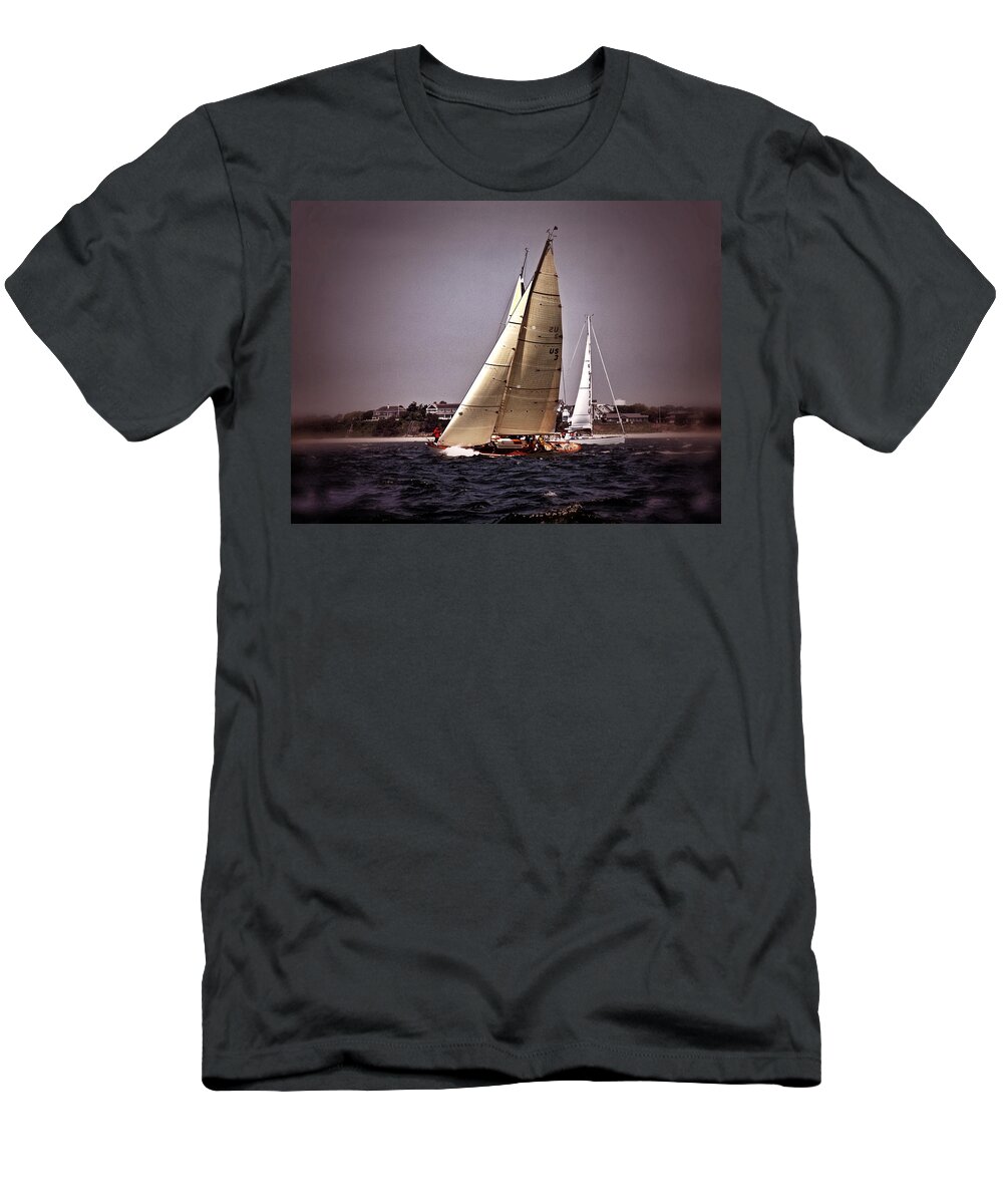 Sailing T-Shirt featuring the photograph Sailing to Nantucket 005 by Bruce Gannon