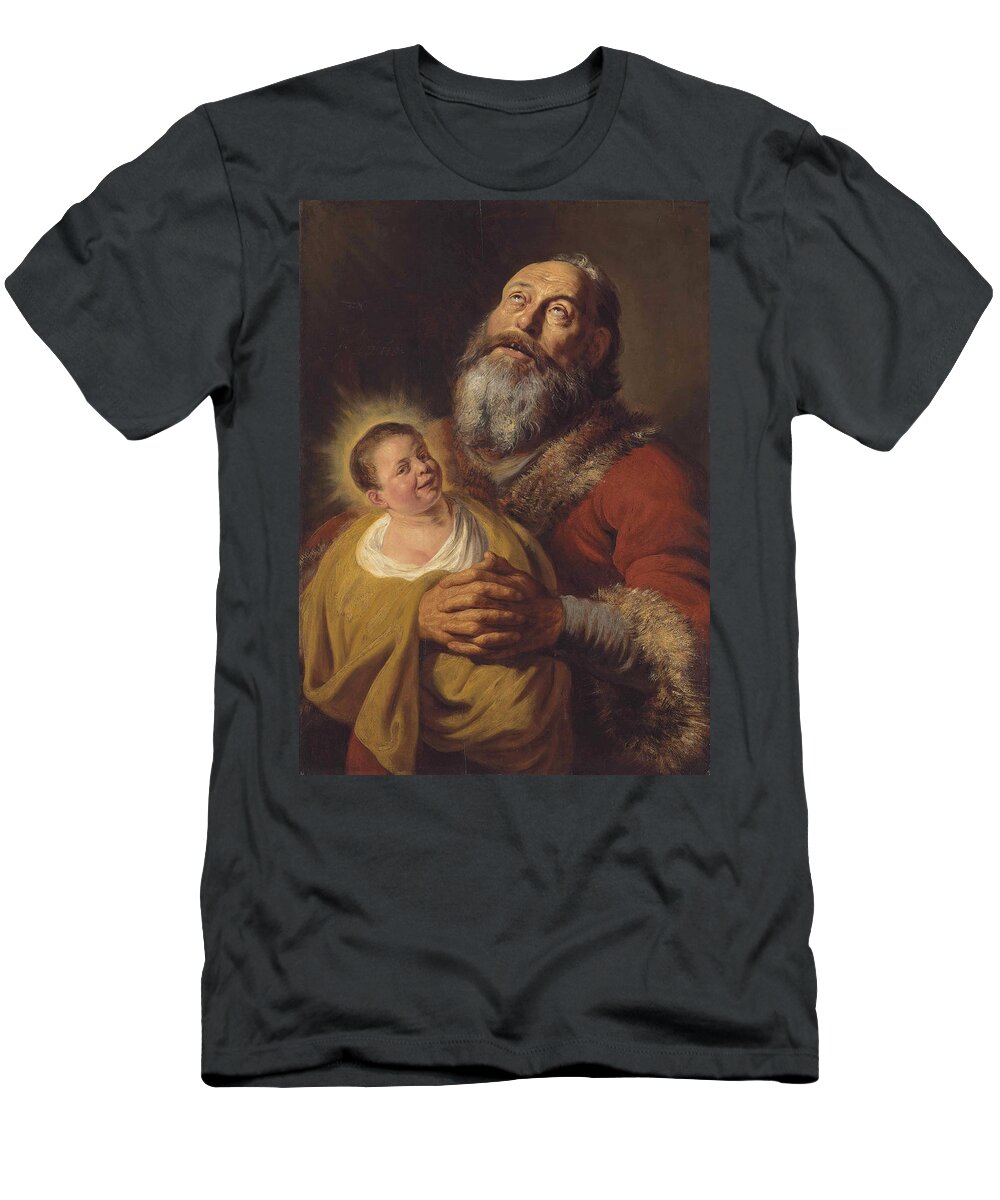 Jan Lievens T-Shirt featuring the painting Saint Simon with the Christ Child by Jan Lievens