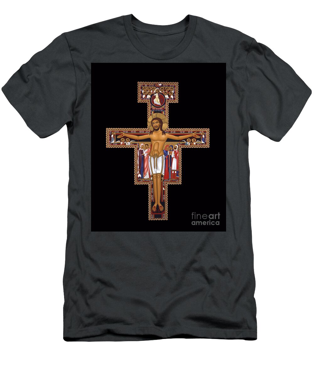 San Damiano Crucifix T-Shirt featuring the painting San Damiano Crucifix - RLSDC by Br Robert Lentz OFM