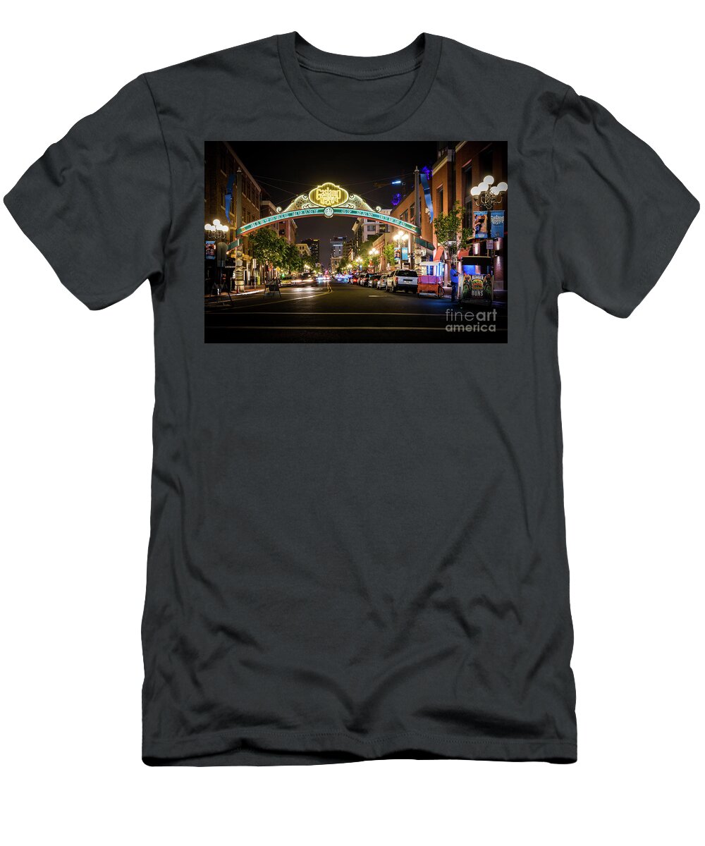 Gaslamp Quarter T-Shirt featuring the photograph San Diego Gaslamp Quarter at Night by David Levin