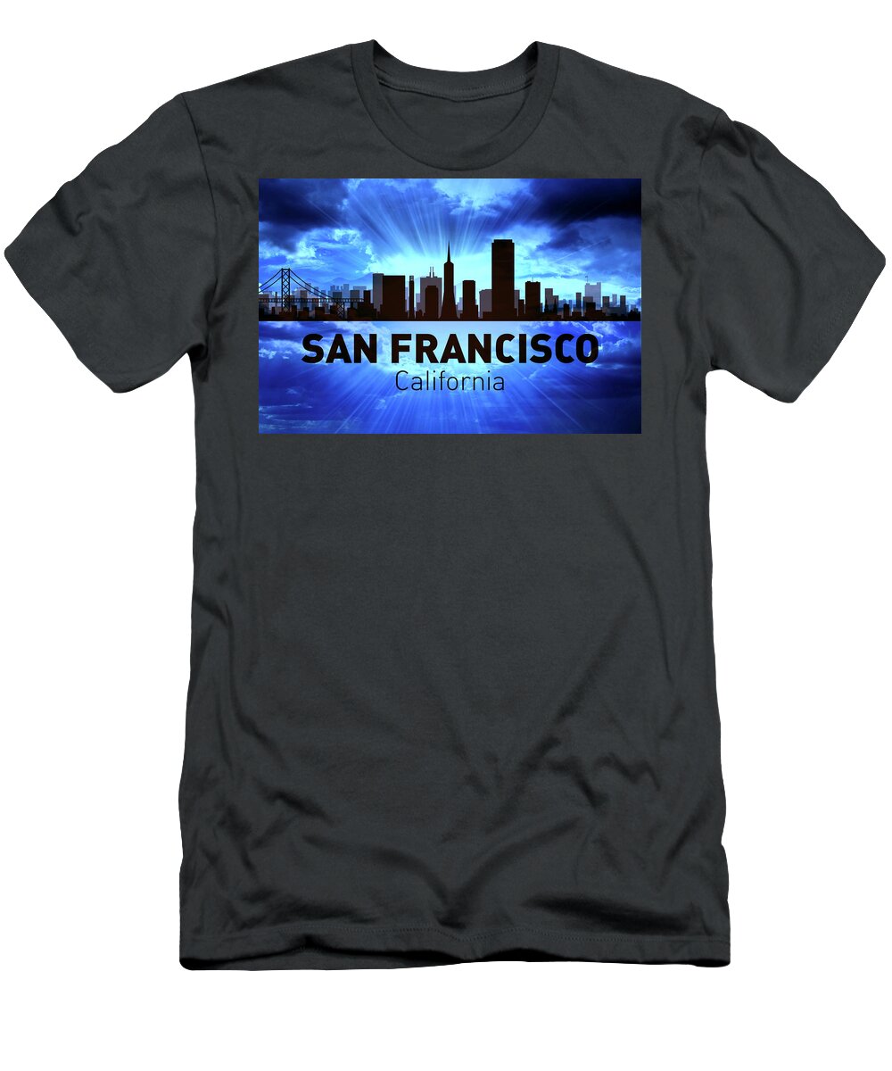 San Francisco Skyline T-Shirt featuring the digital art San Francisco city skyline by Lilia D