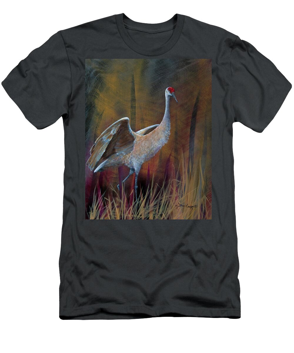 Sandhill Crane T-Shirt featuring the painting Sandhill Crane by Dee Carpenter