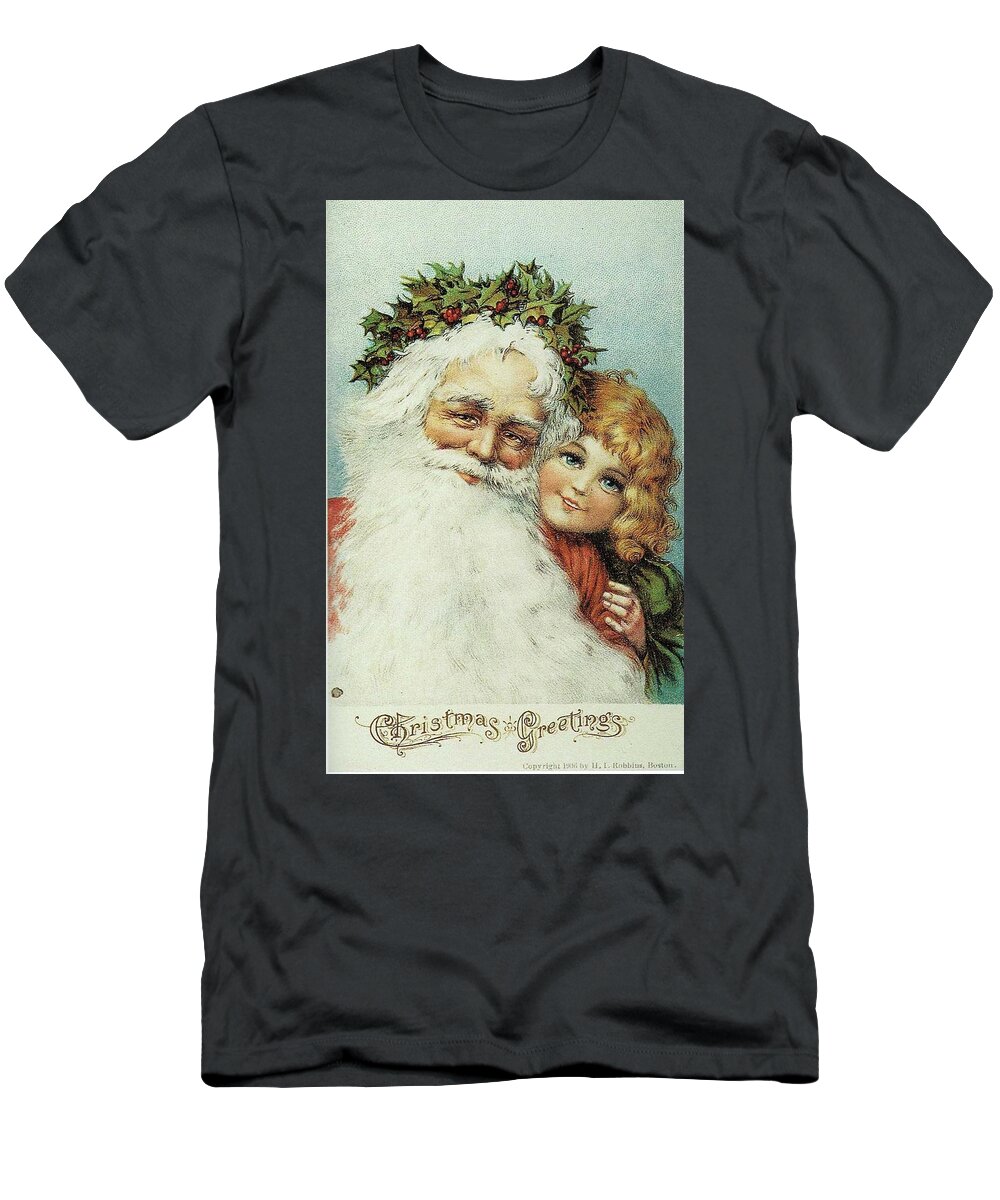 Frances Brundage T-Shirt featuring the painting Santa and his Little Admirer by Reynold Jay