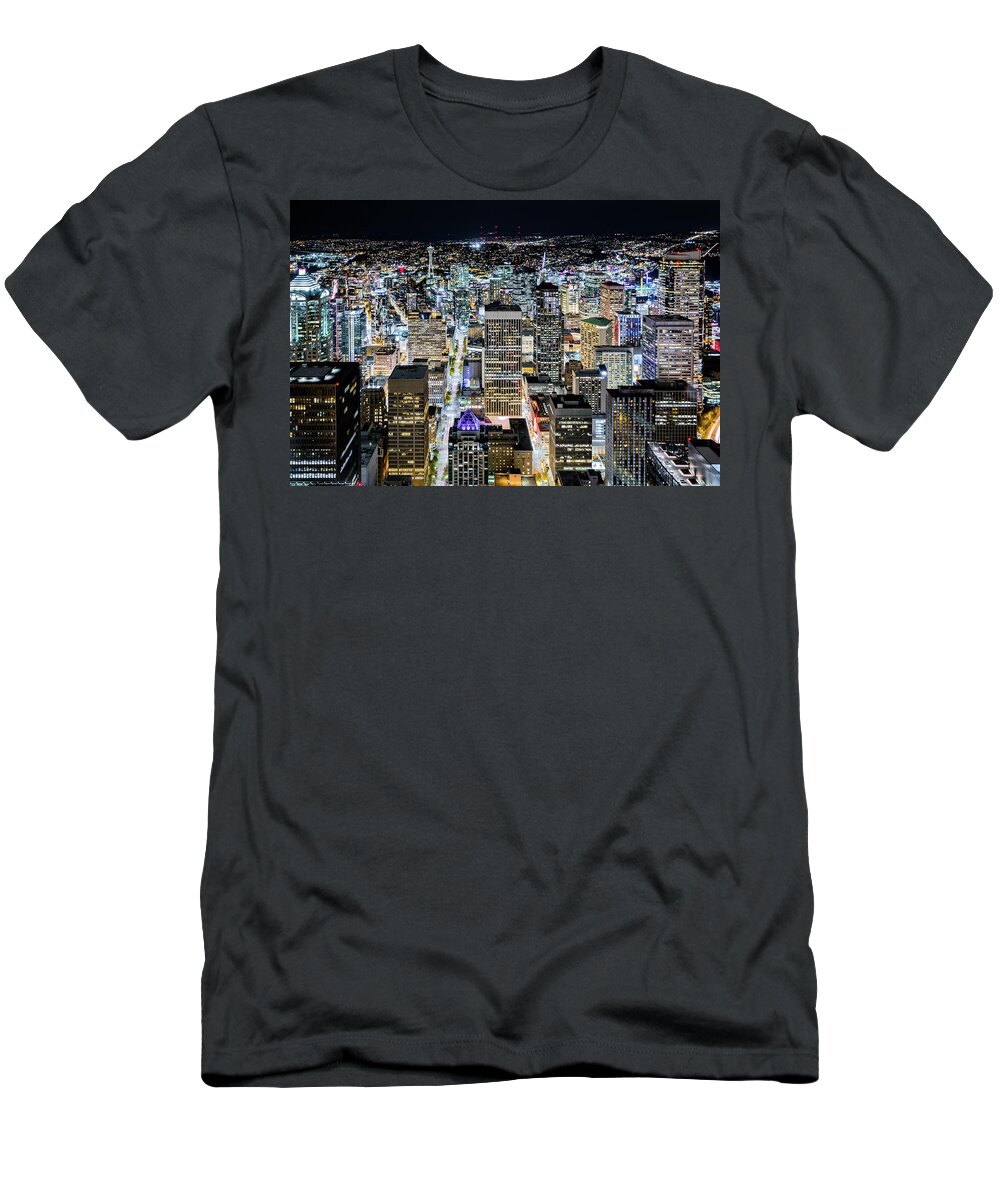 Seattle T-Shirt featuring the photograph Seattle lights by Mihai Andritoiu