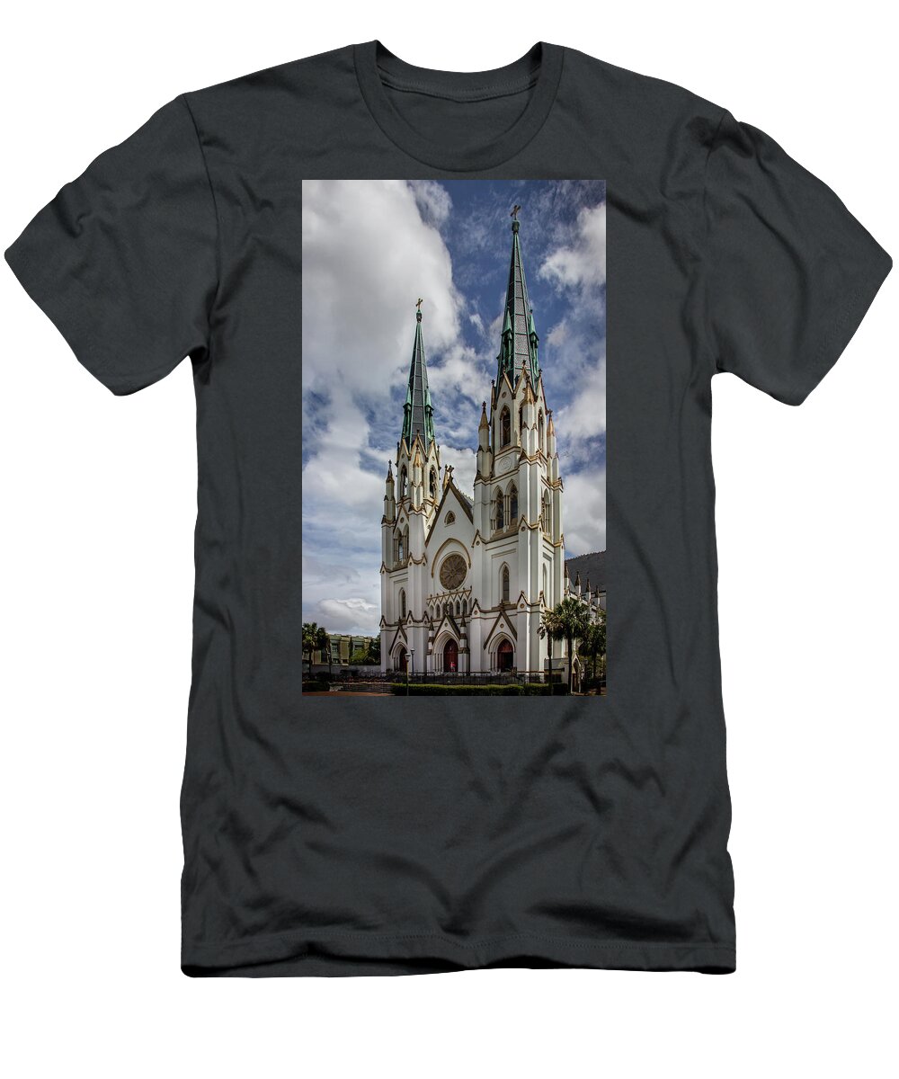 St John The Baptist T-Shirt featuring the photograph Savannah Historic Cathedral by James Woody