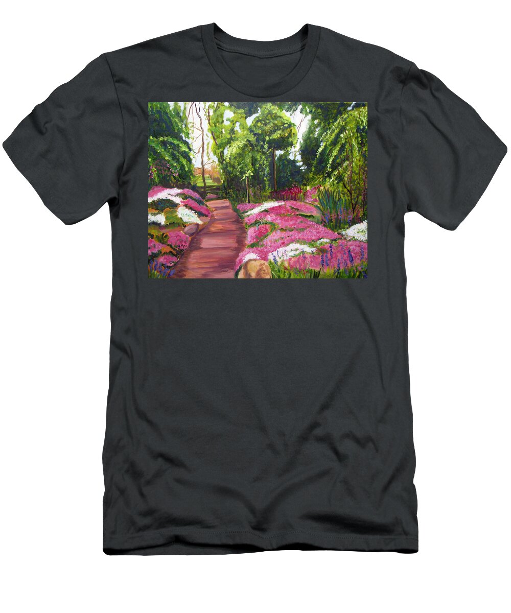 Garden T-Shirt featuring the painting Sayen Path by Clara Sue Beym