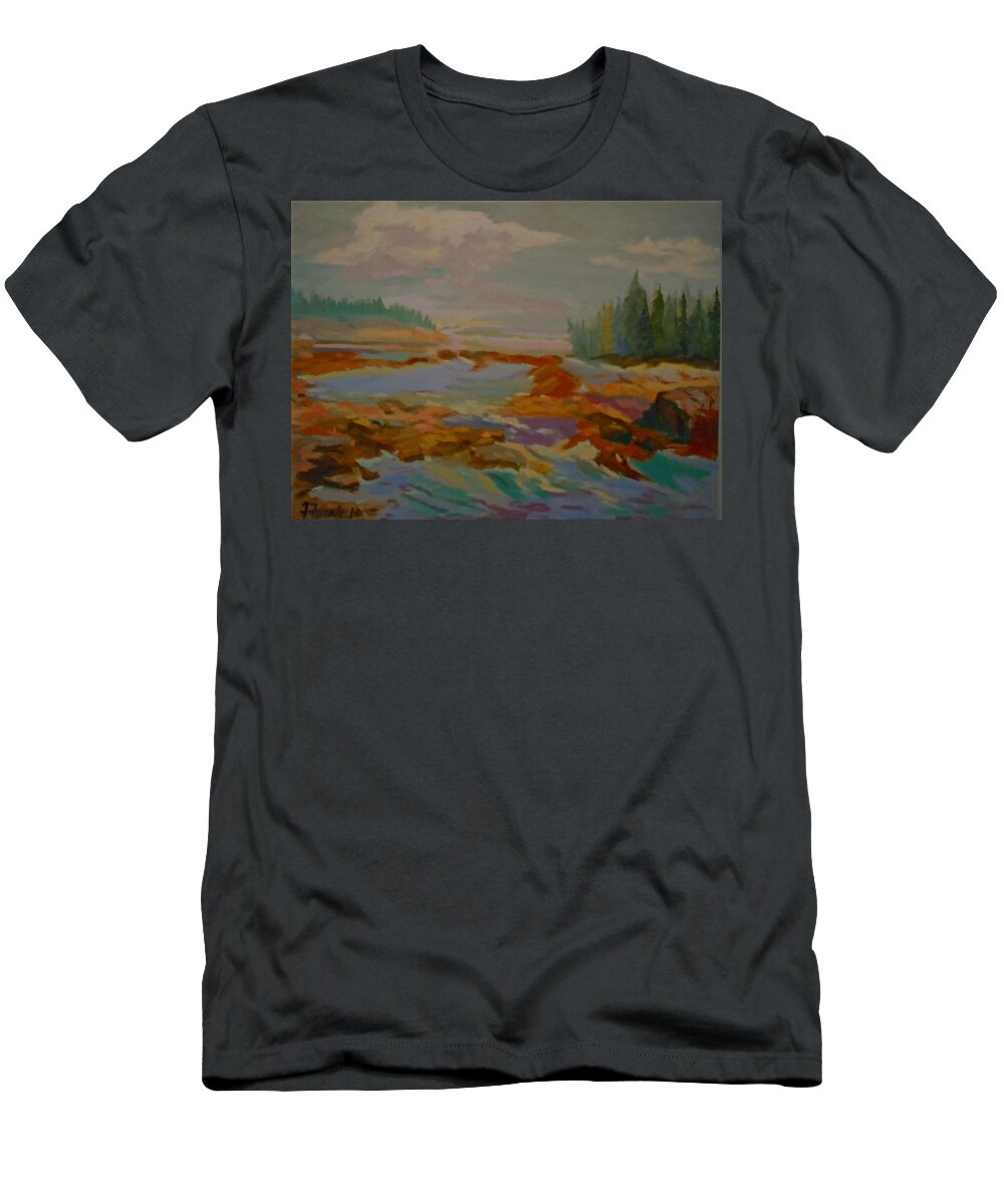Maine Landscape T-Shirt featuring the painting Schoodic Inlet 2 by Francine Frank