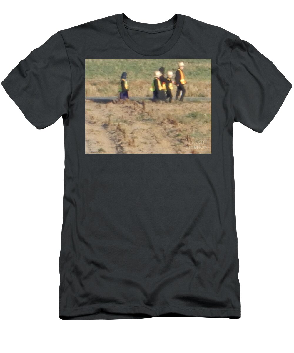 Amish T-Shirt featuring the photograph School Day is Over by Christine Clark
