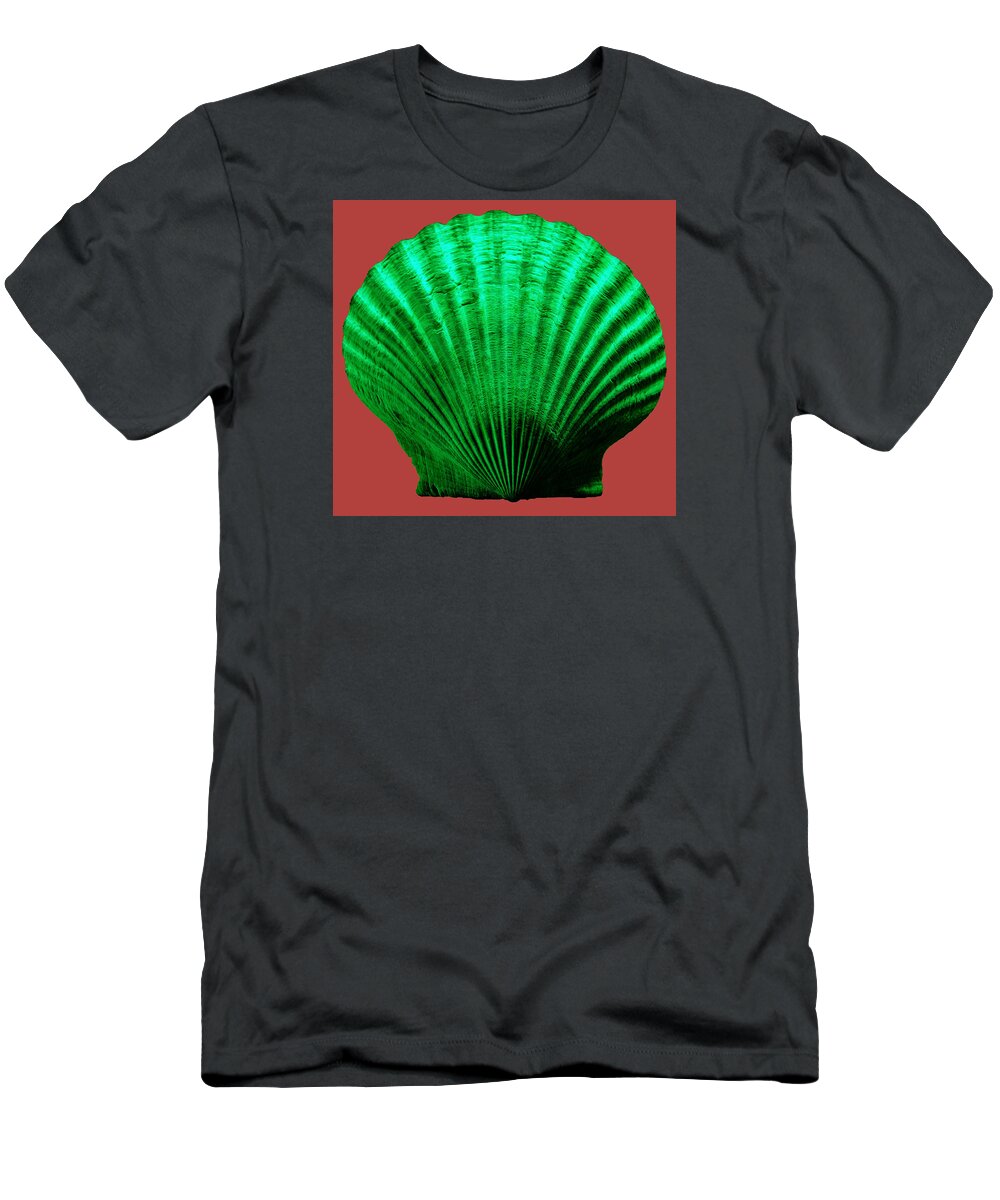 Sea T-Shirt featuring the photograph Sea Shell-Green-red by WAZgriffin Digital