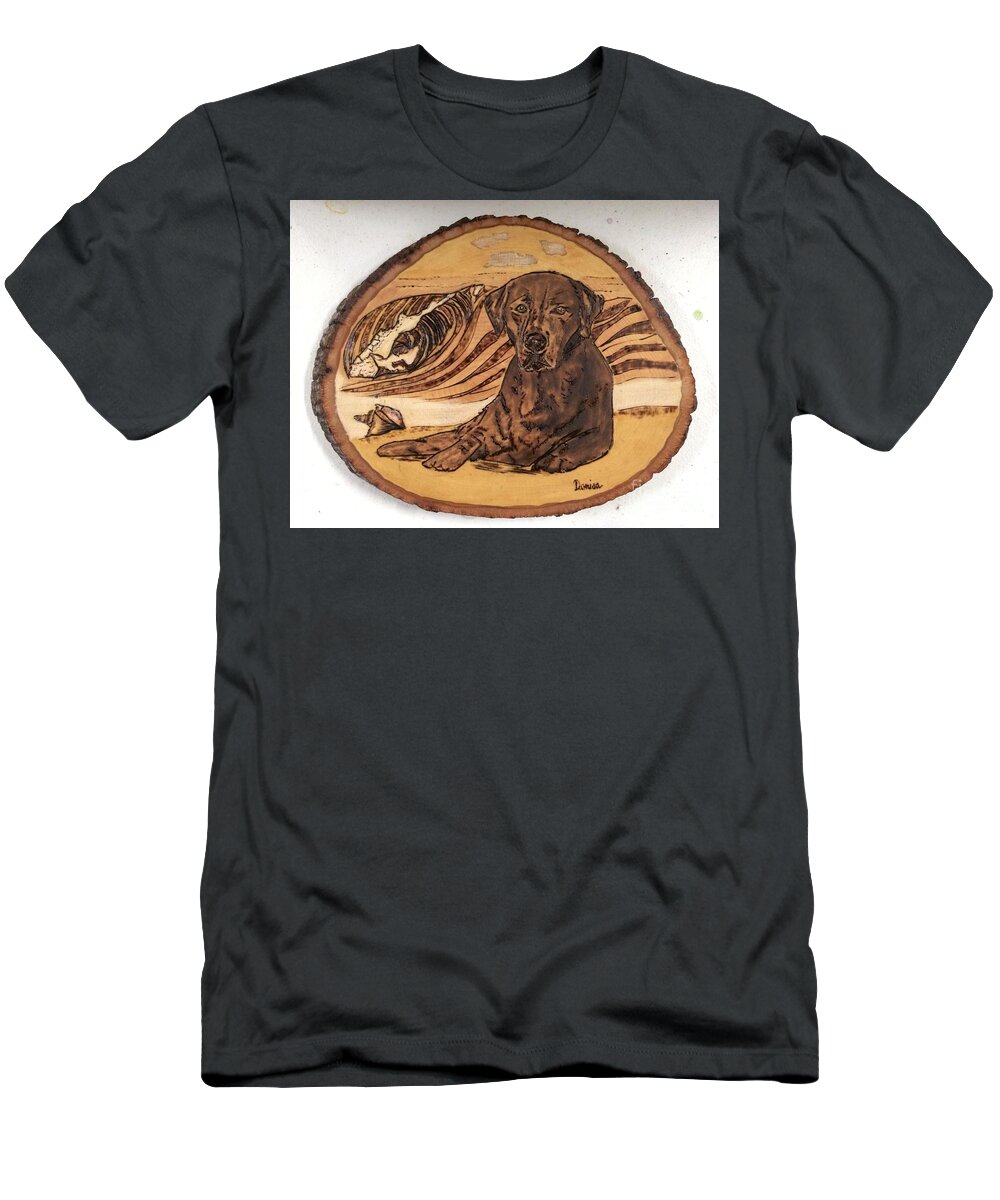 Sea T-Shirt featuring the pyrography Seaside Sam by Denise Tomasura