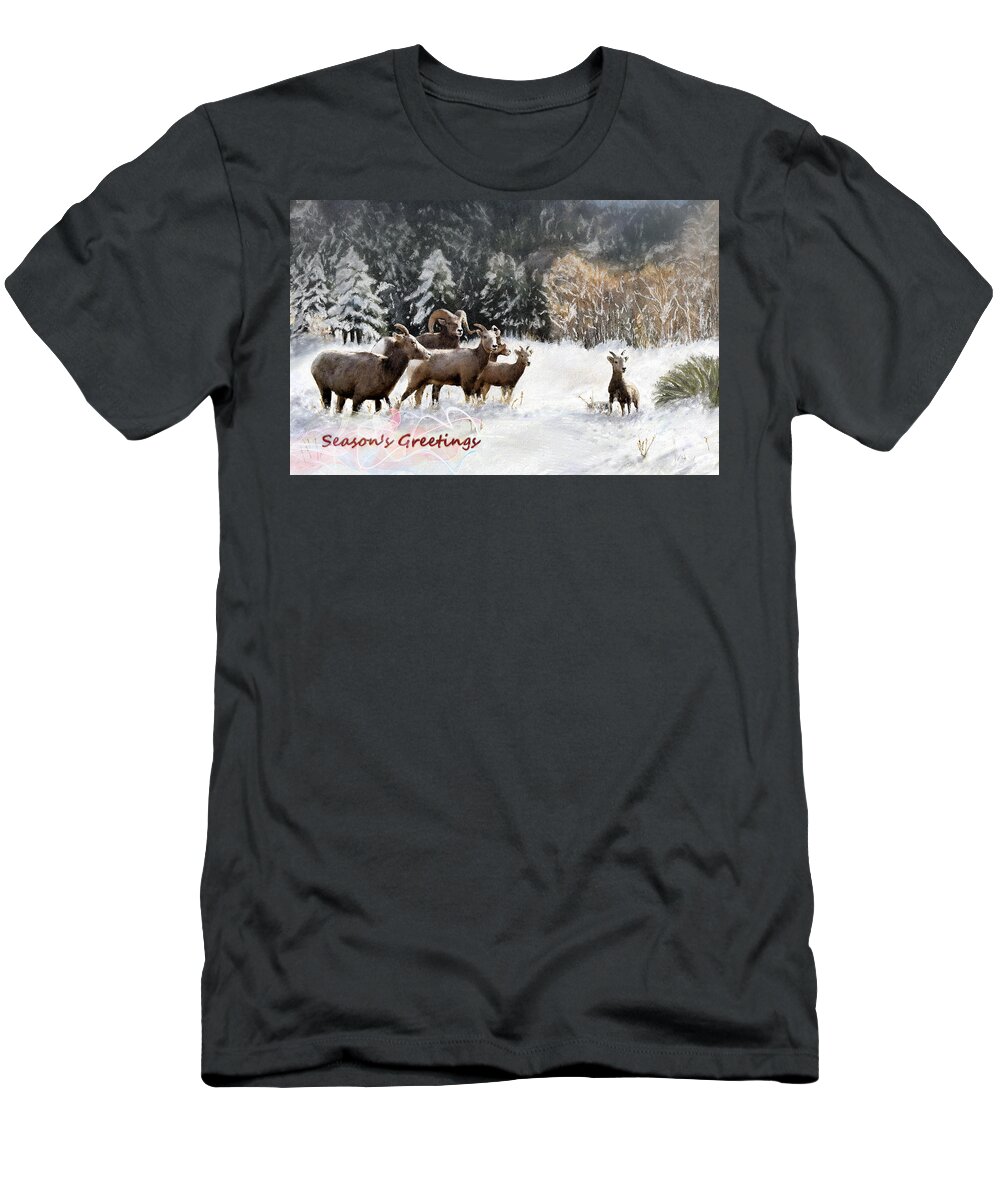 Christmas Card T-Shirt featuring the painting Season's Greetings by Susan Kinney