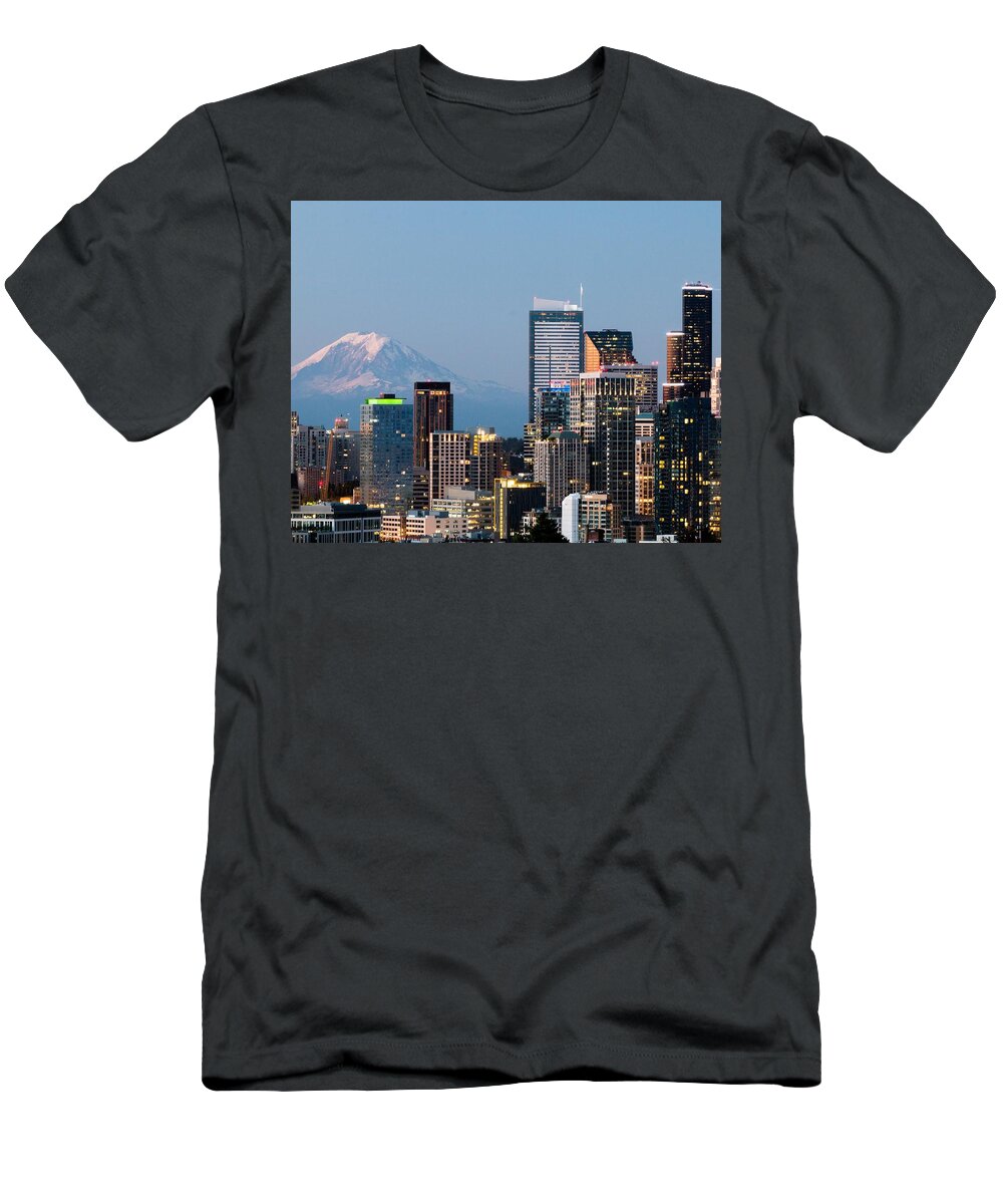 Dawn T-Shirt featuring the photograph Seattle at First Light II by E Faithe Lester