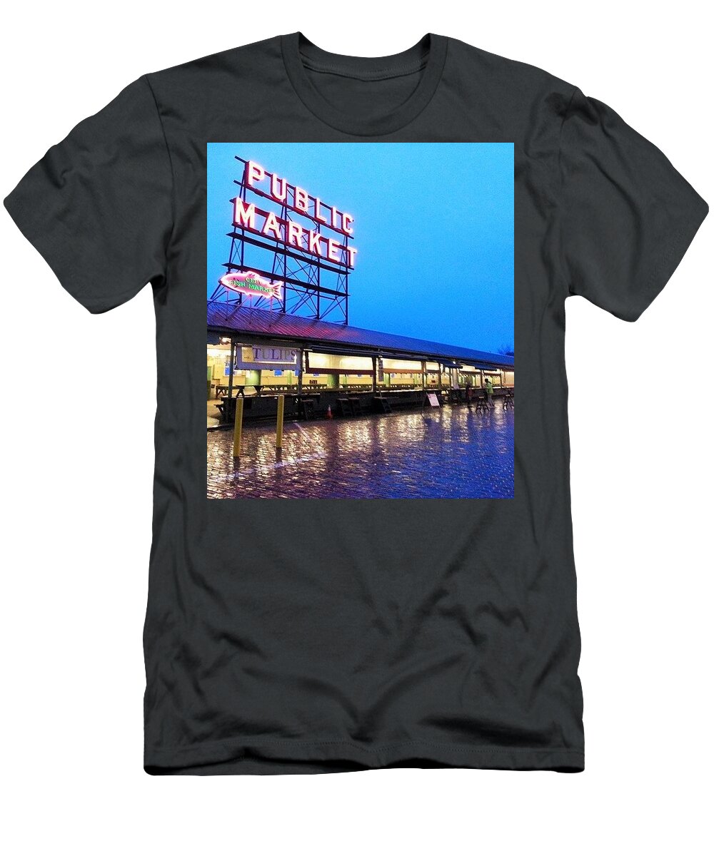 Seattle T-Shirt featuring the photograph Seattle Public Market by FD Graham