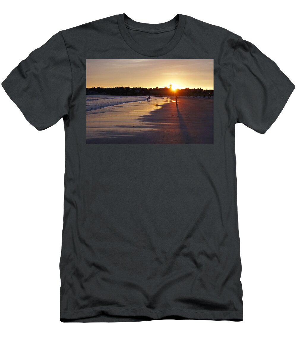 Newport T-Shirt featuring the photograph Second Beach Newport RI Long Shadow by Toby McGuire