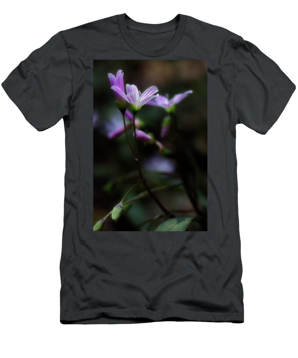 Pink Flowers T-Shirt featuring the photograph Seek The Light by Mike Eingle