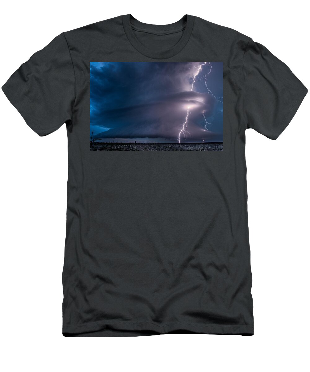 Lightning T-Shirt featuring the photograph Selden, KS Electric Supercell by Marcus Hustedde
