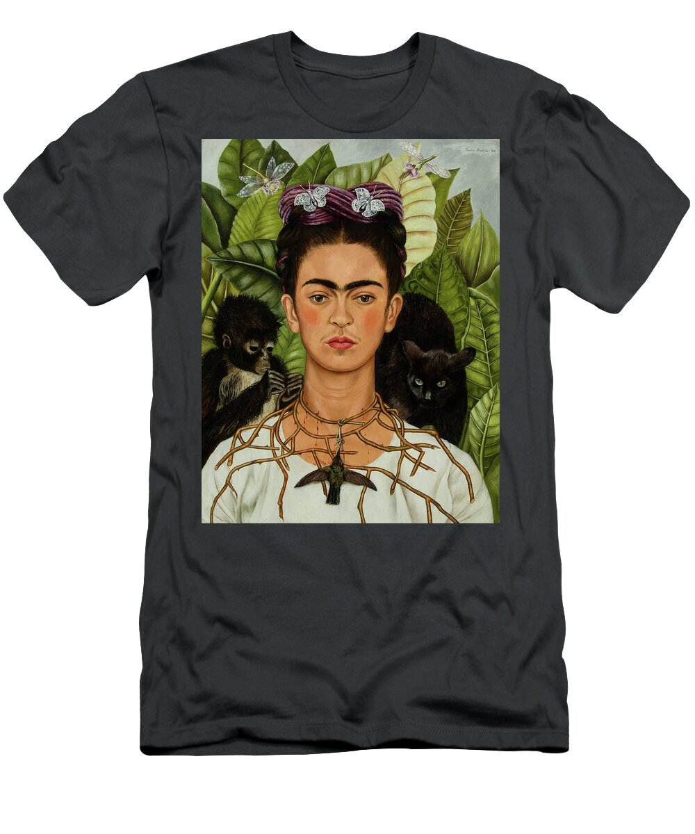Train toilet Sea slug Self-Portrait with Thorn Necklace and Hummingbird T-Shirt by Frida Kahlo -  Pixels