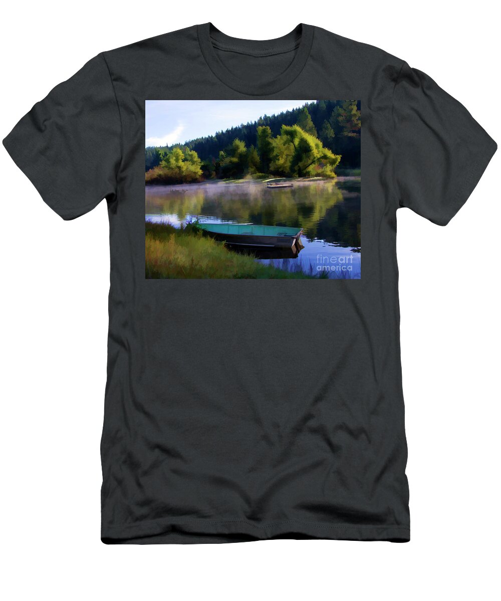 Landscape T-Shirt featuring the photograph Serenity Boat Pond Seasons  by Chuck Kuhn
