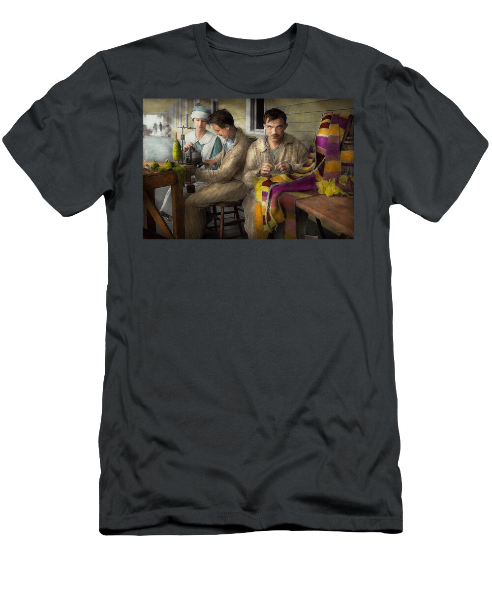 Sew T-Shirt featuring the photograph Sewing - Knitting helps me to relax... 1917 by Mike Savad