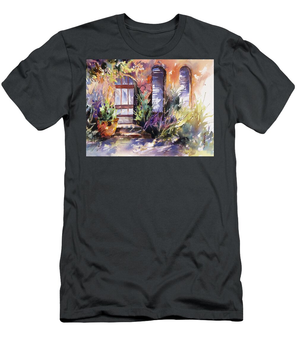 Landscape T-Shirt featuring the painting Shadowed Welcome by Rae Andrews