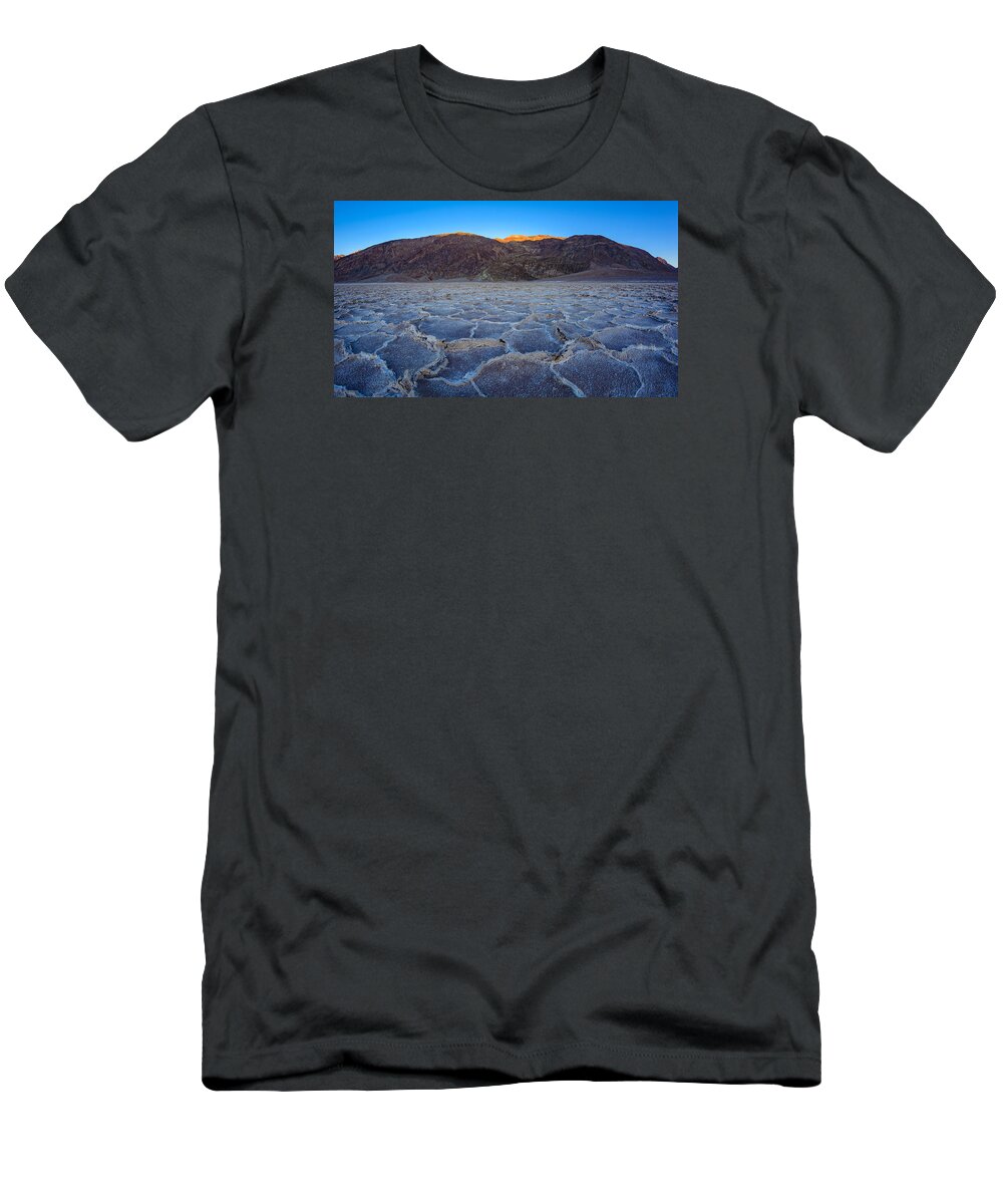 Badwater T-Shirt featuring the photograph Shadows Fall Over Badwater by Mark Rogers