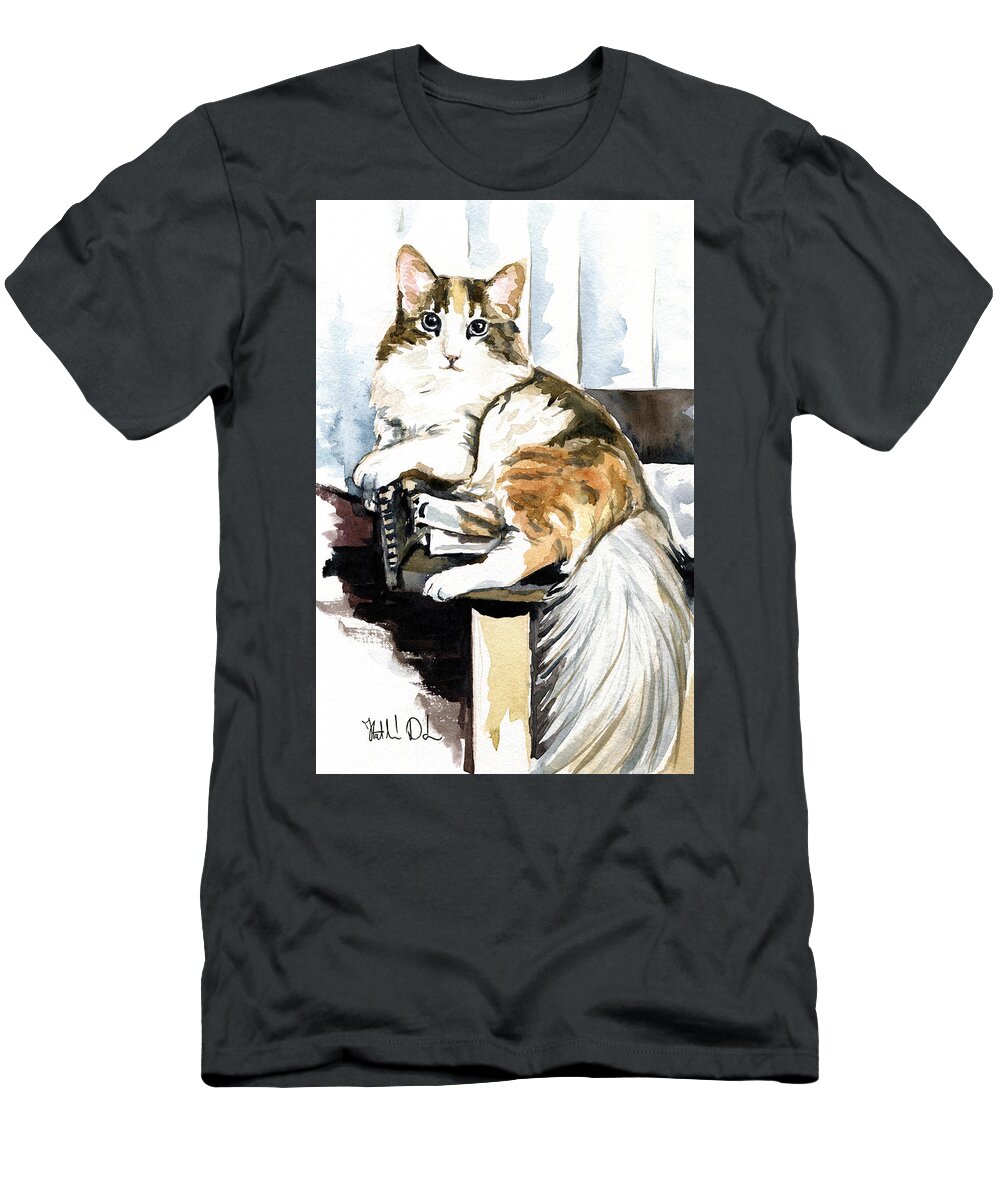 Cats T-Shirt featuring the painting She Has Got The Look - Cat Portrait by Dora Hathazi Mendes