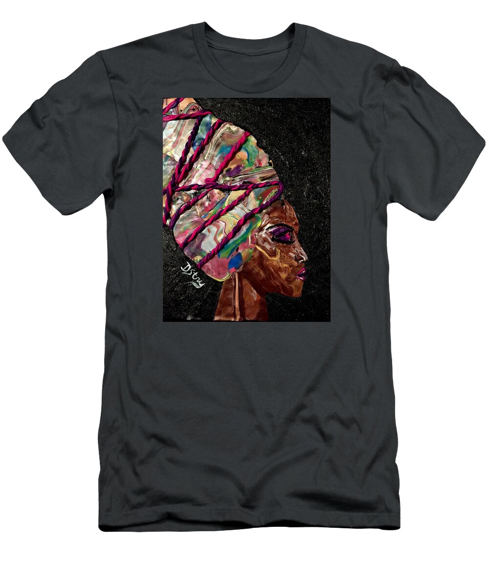 Portrait T-Shirt featuring the mixed media Sheba by Deborah Stanley