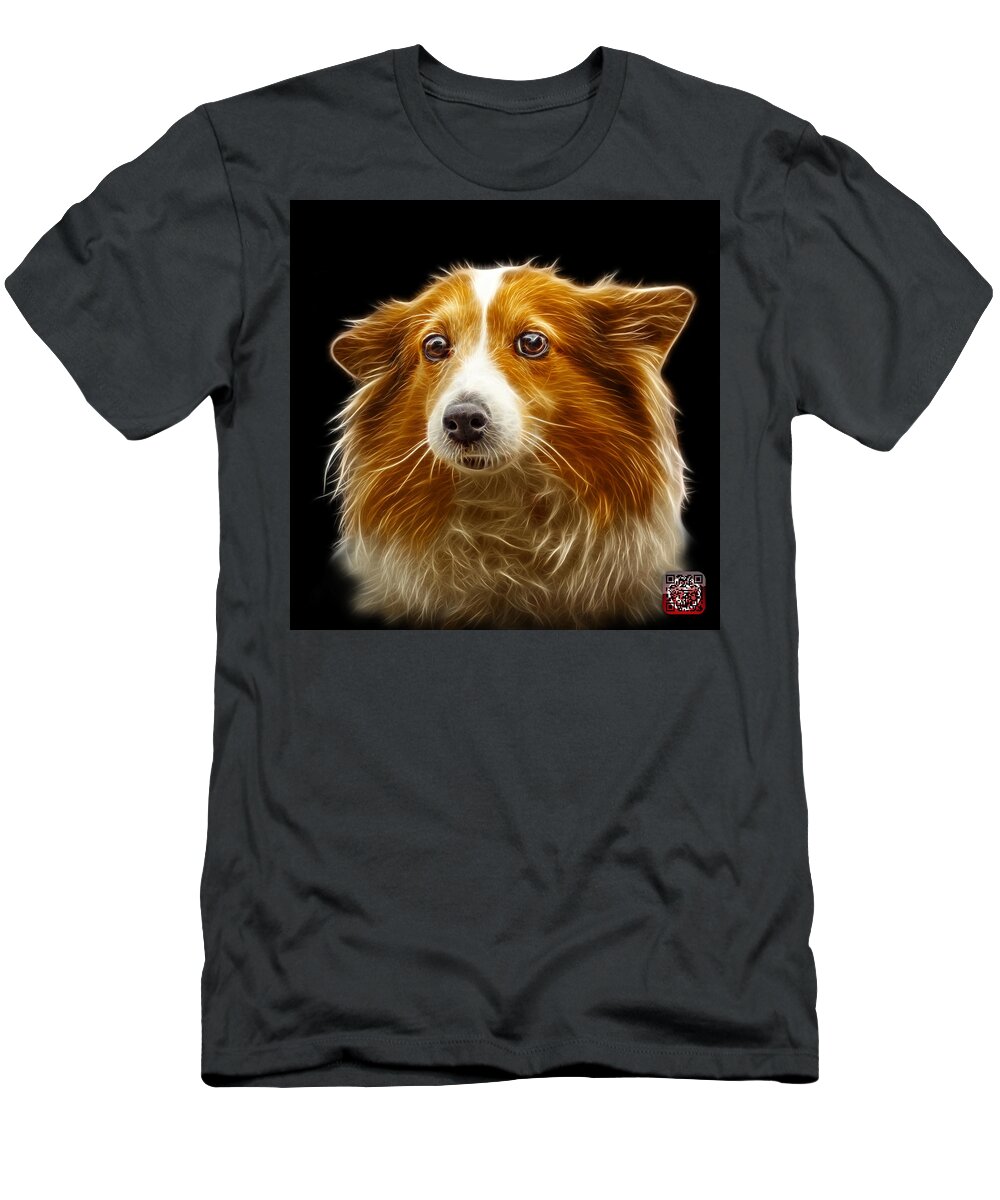 Sheltie T-Shirt featuring the mixed media Shetland Sheepdog Dog Art 9973 - BB by James Ahn